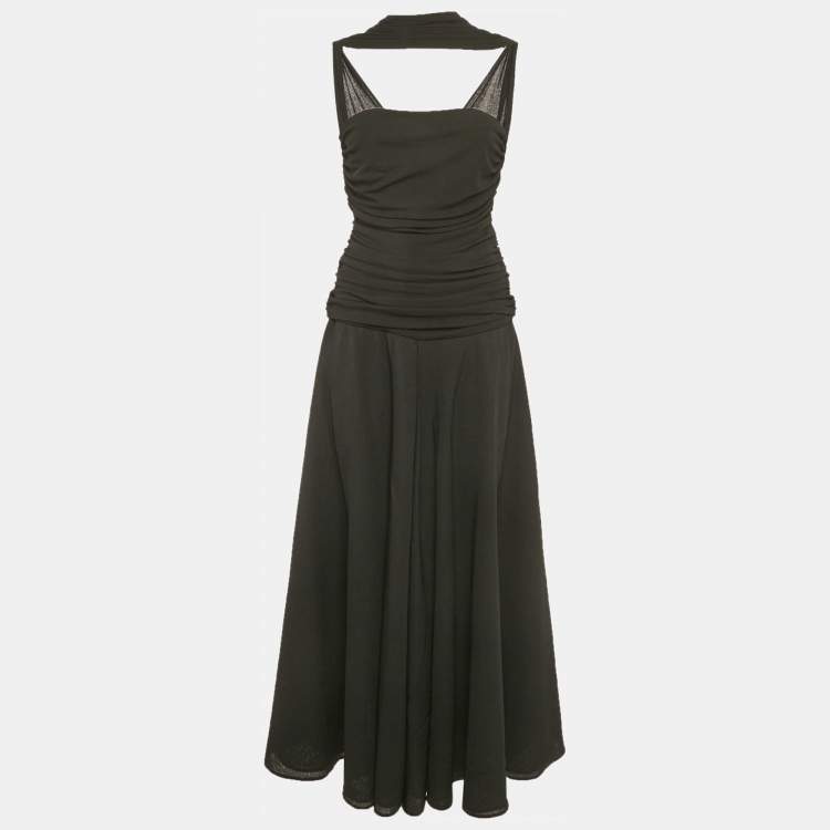 Pre Owned Chats By C.Dam Black Jersey Knit  Deema Al Asadi Midi Dress S