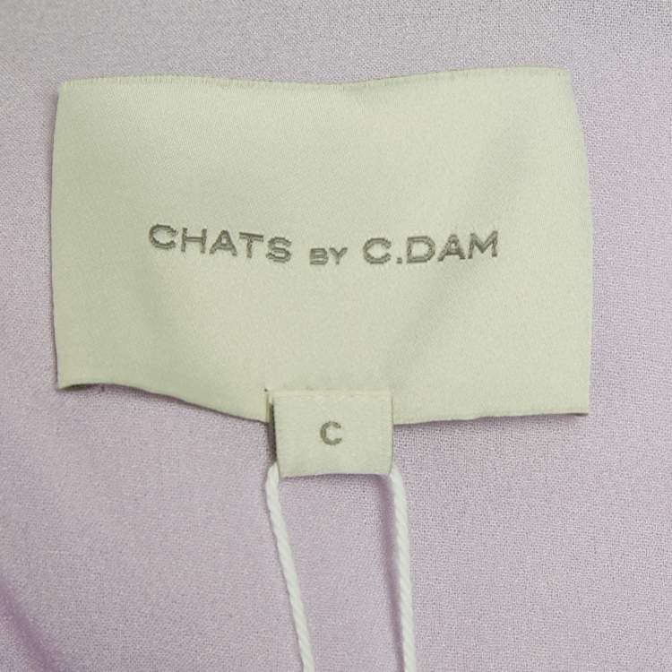 Pre Owned Chats By C.Dam Lavender Jersey Cape Sleeve Allina Maxi Dress S 