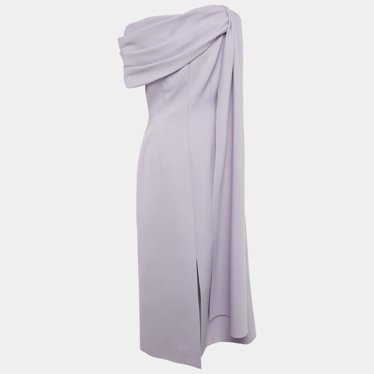 Pre Owned Chats By C.Dam Lavender Jersey Cape Sleeve Allina Maxi Dress S 
