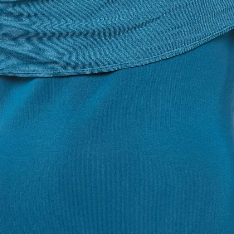 Pre Owned Chats By C.Dam Blue Jersey Draped Davi Maxi Dress S