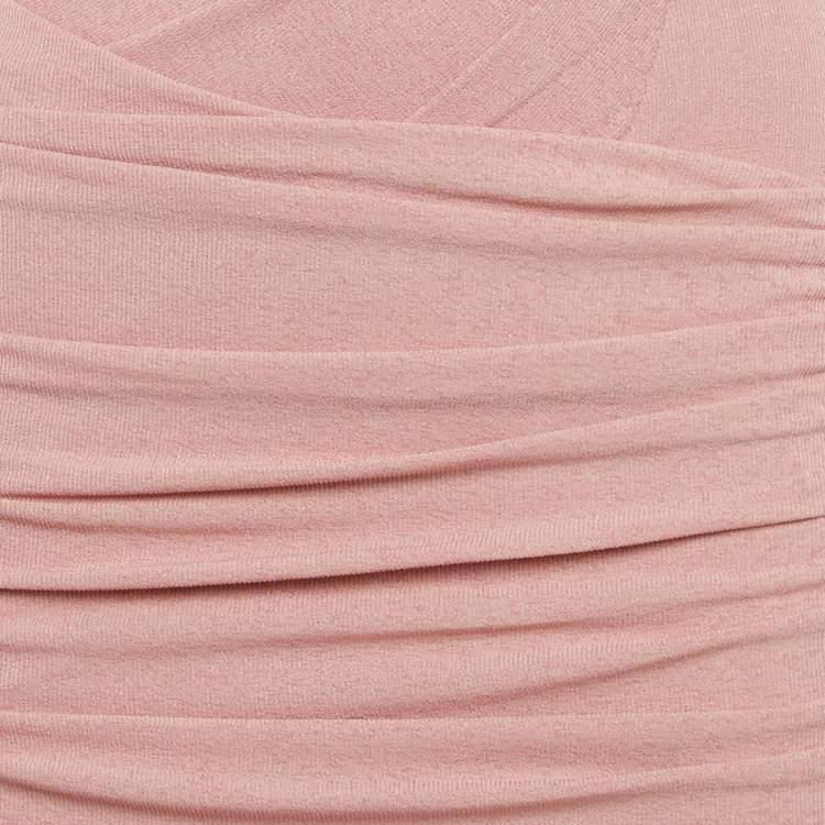 Pre Owned Chats By C.Dam Pink Jersey Draped Anne-Moss Dress S