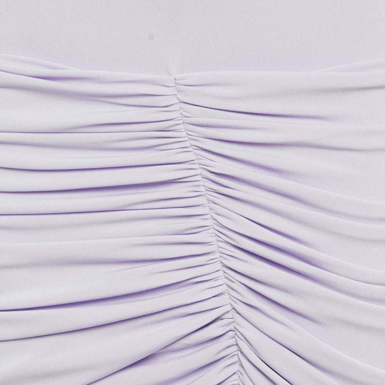 Pre Owned Chats By C.Dam Lavender Jersey Knit Ruched Serafina Maxi Dress S