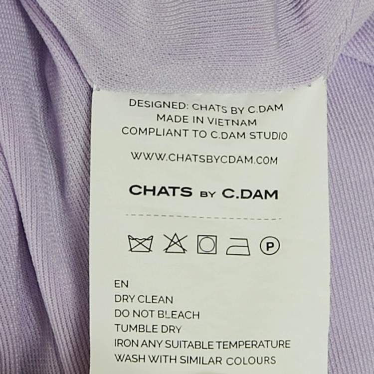 Pre Owned Chats By C.Dam Lavender Jersey Knit Ruched Serafina Maxi Dress S