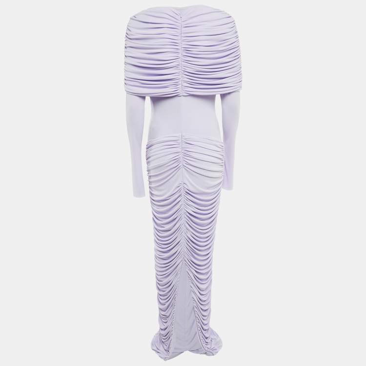 Pre Owned Chats By C.Dam Lavender Jersey Knit Ruched Serafina Maxi Dress S
