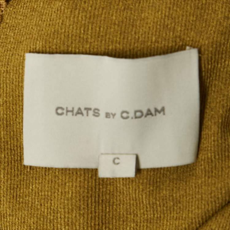Pre Owned Chats By C.Dam Moss Green Ruched Jersey-Knit Midi Dress M