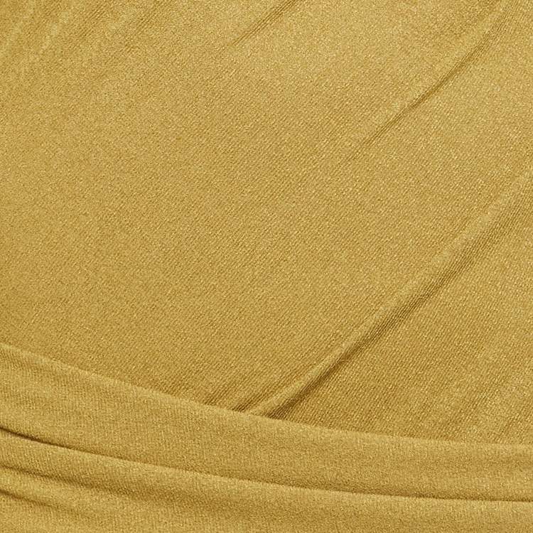 Pre Owned Chats By C.Dam Moss Green Ruched Jersey-Knit Midi Dress M