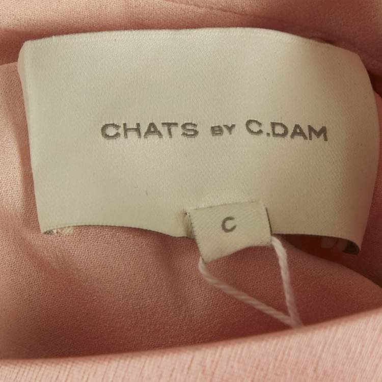 Pre Owned Chats By C.Dam Pink Plisse Asymmetrical Pleated Midi Dress M