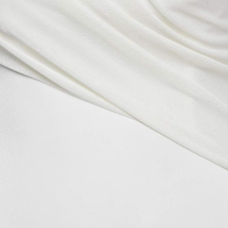 Pre Owned Chats By C.Dam White Jersey and Crepe Off-Shoulder Long Dress S