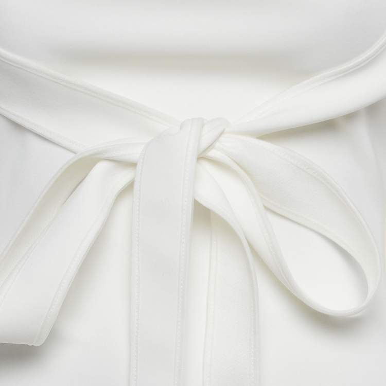 Pre Owned Chats by C.Dam White Jersey Dress and Cut-Out Skirt Set S