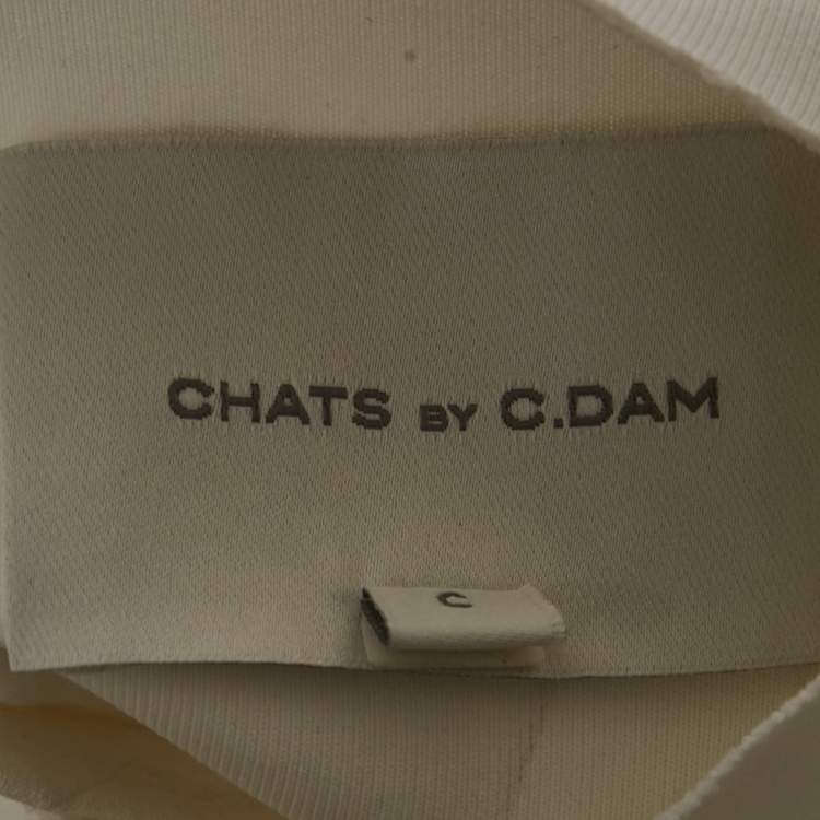 Pre Owned Chats by C.Dam White Jersey Dress and Cut-Out Skirt Set S