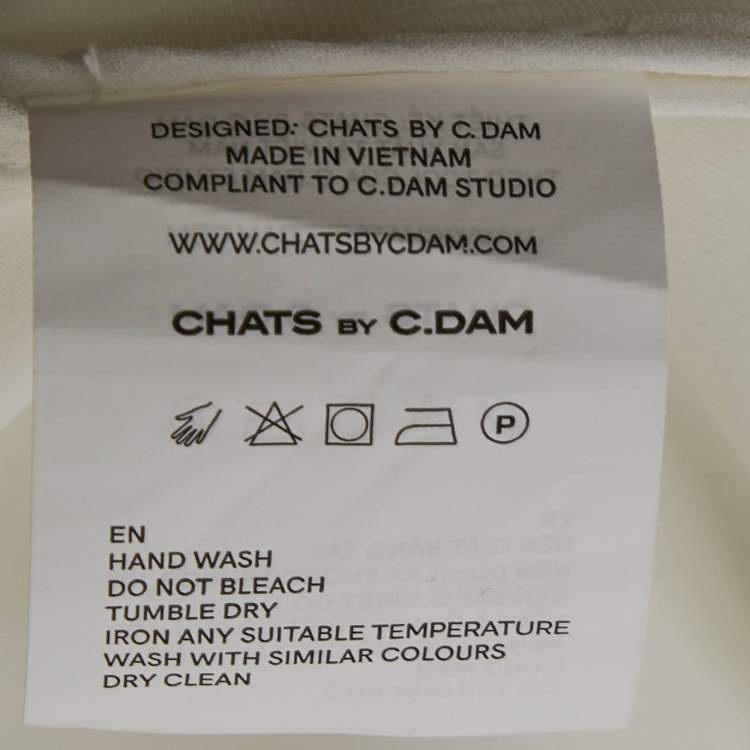 Pre Owned Chats by C.Dam White Jersey Dress and Cut-Out Skirt Set S