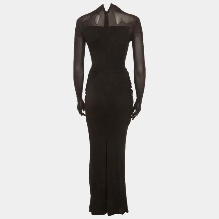 Pre Owned Chats By C.Dam Black Jersey Draped Serena Maxi Dress XS