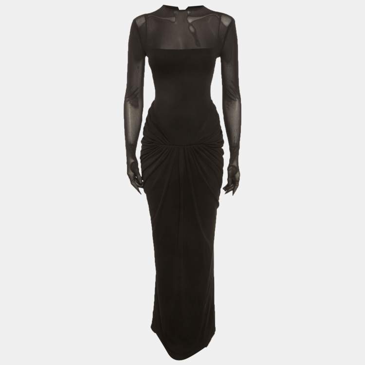 Pre Owned Chats By C.Dam Black Jersey Draped Serena Maxi Dress XS