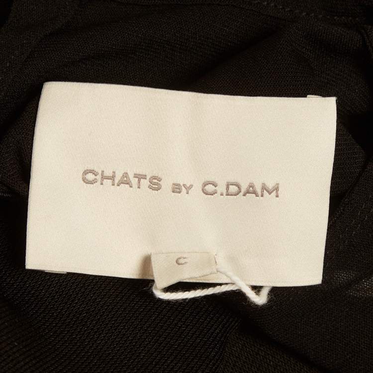 Pre Owned Chats By C.Dam Black Jersey Draped Serena Maxi Dress XS
