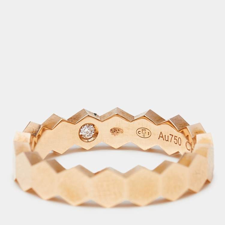 Pre Owned Chaumet Bee My Love 1 Diamond 18k Rose Gold Ring Size 50