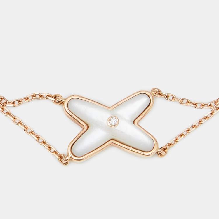 Pre Owned Chaumet Jeux de Liens Mother of Pearl Diamond 18k Rose Gold Bracelet