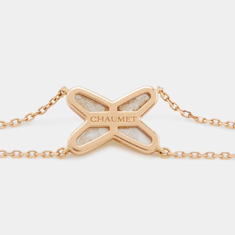Pre Owned Chaumet Jeux de Liens Mother of Pearl Diamond 18k Rose Gold Bracelet