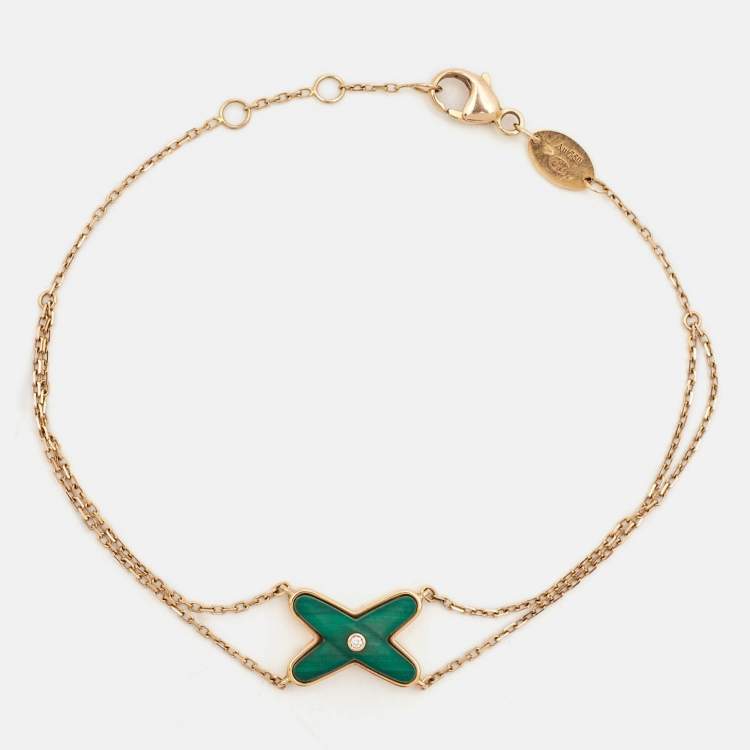 Pre Owned Chaumet Jeux de Liens Malachite Diamonds 18k Rose Gold Bracelet