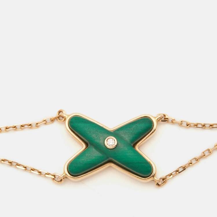 Pre Owned Chaumet Jeux de Liens Malachite Diamonds 18k Rose Gold Bracelet