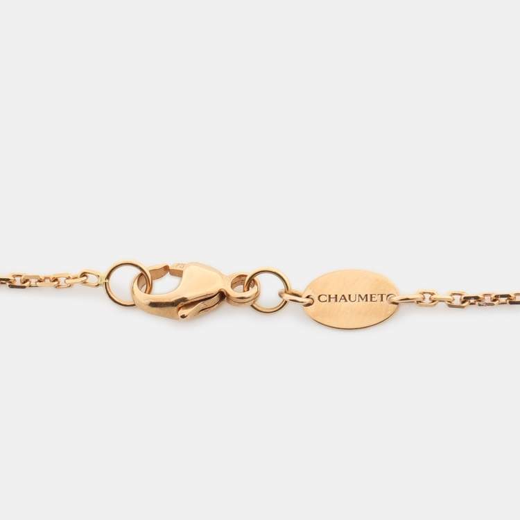 Pre Owned Chaumet Jeux de Liens Turquoise Diamond 18K Rose Gold Harmony Pendant Necklace