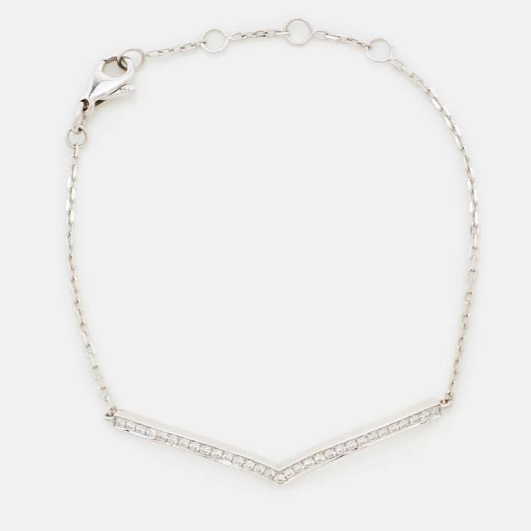 Pre Owned Chaumet Josephine Aigrette Diamonds 18k White Gold Bracelet