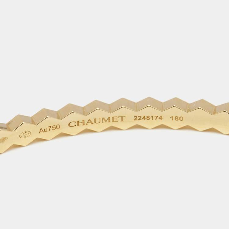 Pre Owned Chaumet Bee My Love Pave Diamonds 18k Yellow Gold Bracelet 180