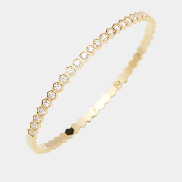 Pre Owned Chaumet Bee My Love Pave Diamonds 18k Yellow Gold Bracelet 180