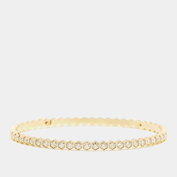Pre Owned Chaumet Bee My Love Pave Diamonds 18k Yellow Gold Bracelet 180