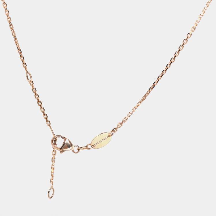 Pre Owned Chaumet Jeux de Liens Harmony Malachite Diamond 18k Rose Gold Small Model Pendant Necklace