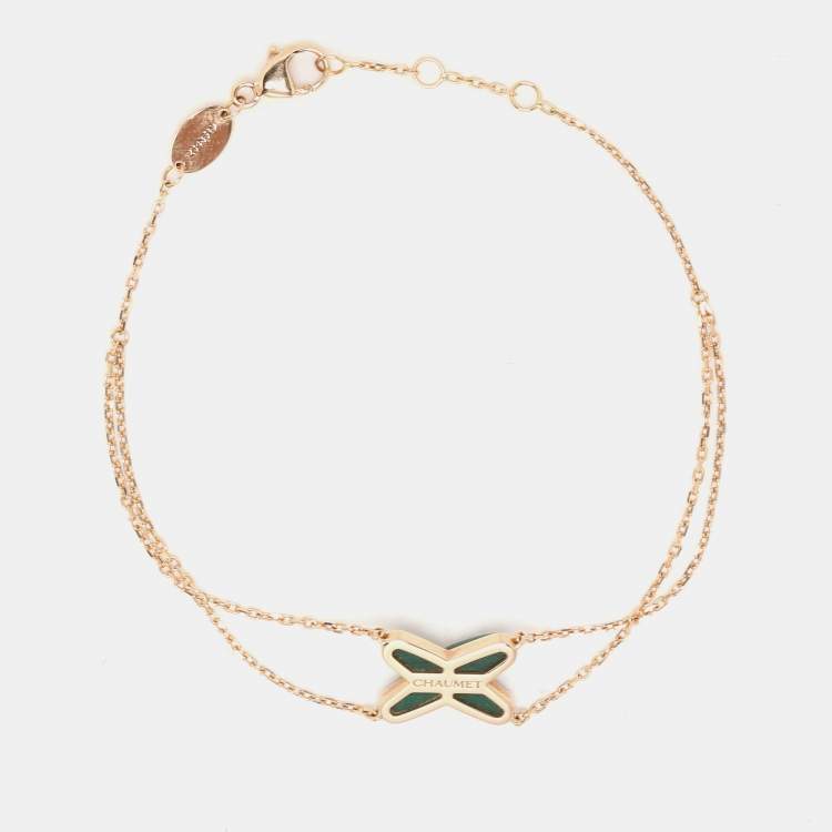 Pre Owned Chaumet Jeux de Liens Malachite Diamonds 18k Rose Gold Bracelet