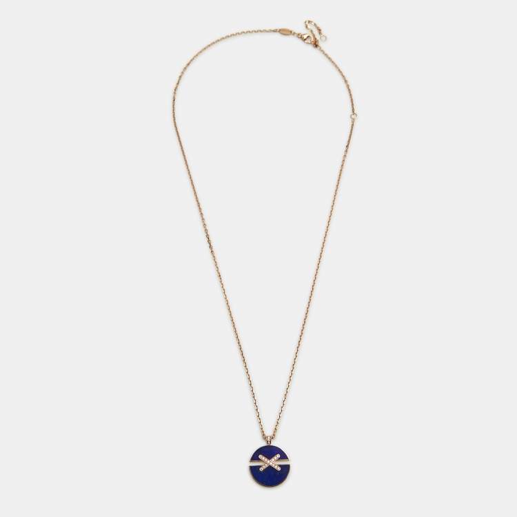 Pre Owned Chaumet Jeux de Liens Lapis Lazuli Diamonds 18k Rose Gold Necklace