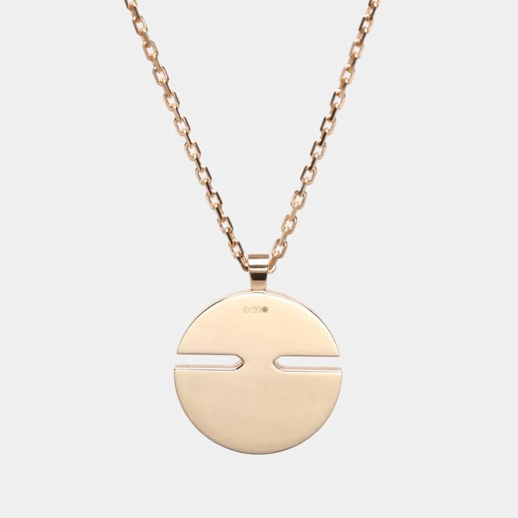 Pre Owned Chaumet Jeux de Liens Harmony Mother of Pearl Diamonds 18k Rose Gold Large Model Pendant Necklace