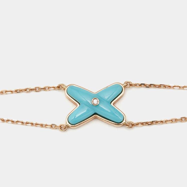 Pre Owned Chaumet Jeux de Liens Turquoise Diamond 18k Rose Gold Bracelet
