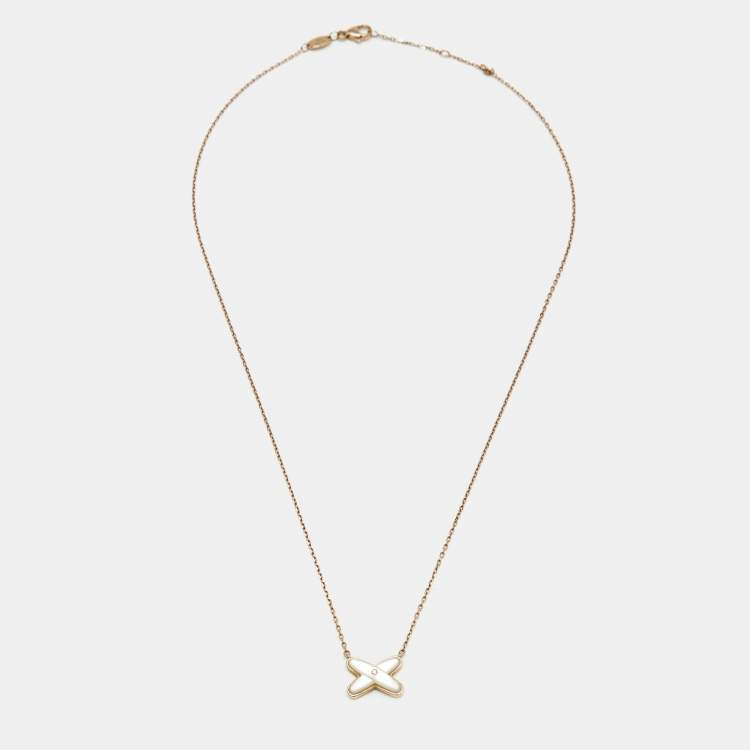 Pre Owned Chaumet Jeux de Liens Mother of Pearl Diamond 18k Rose Gold Necklace