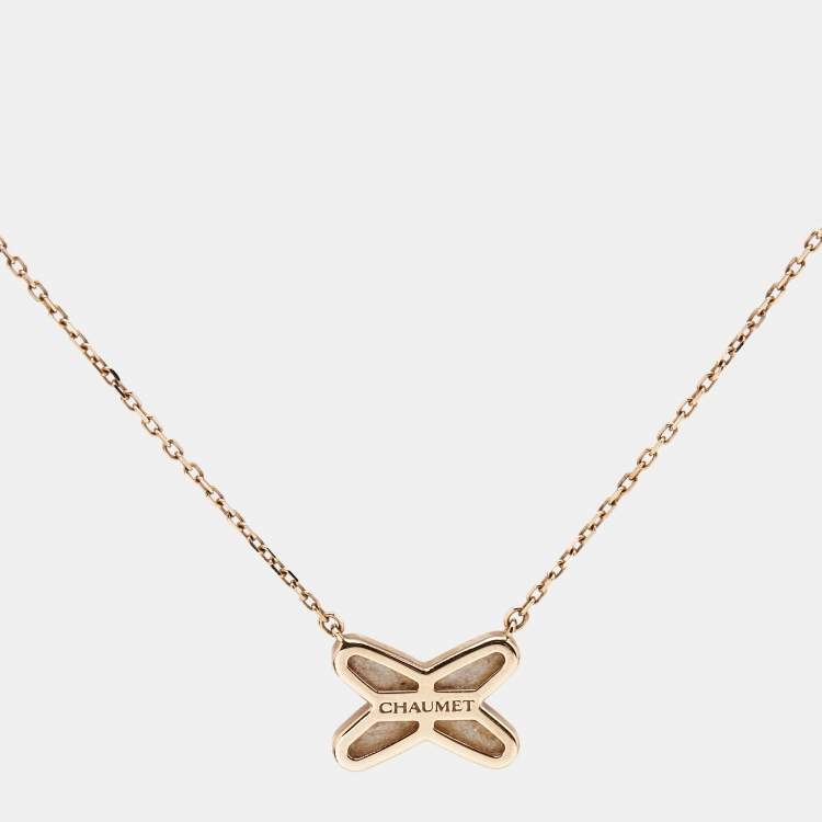 Pre Owned Chaumet Jeux de Liens Mother of Pearl Diamond 18k Rose Gold Necklace