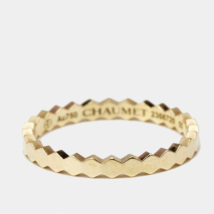 Pre Owned Chaumet Bee My Love 18k Yellow Gold Narrow Band Ring Size 55