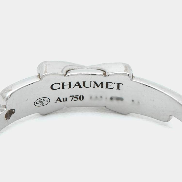 Pre Owned Chaumet Jeux de Liens Diamonds 18k White Gold Ring Size 53