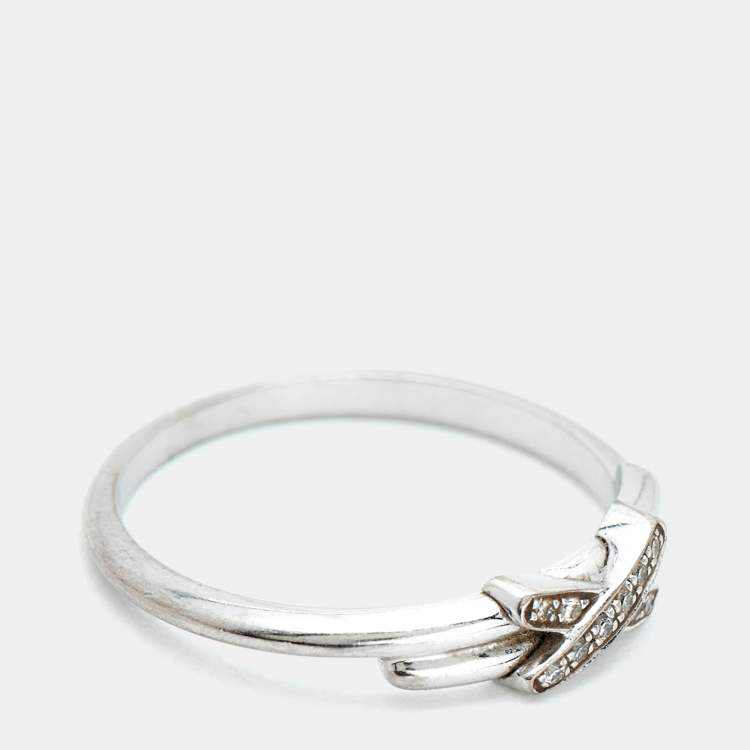 Pre Owned Chaumet Jeux de Liens Diamonds 18k White Gold Ring Size 53