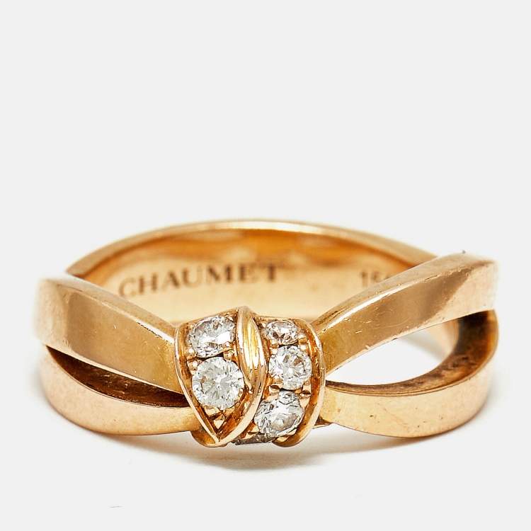 Pre Owned Chaumet Liens Séduction Diamonds 18k Rose Gold Ring Size 50