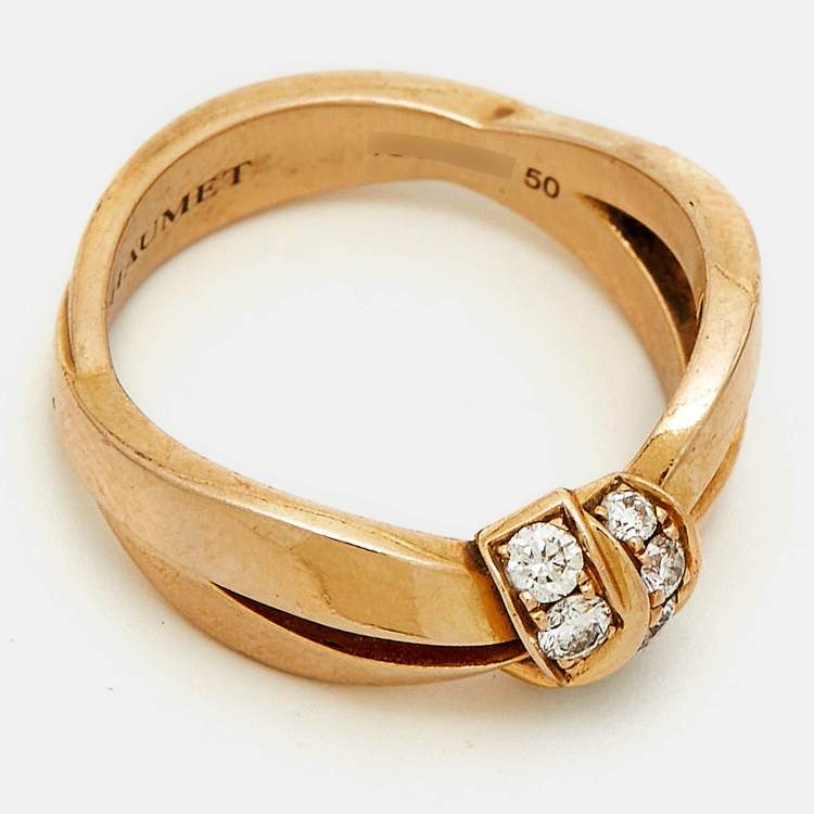 Pre Owned Chaumet Liens Séduction Diamonds 18k Rose Gold Ring Size 50