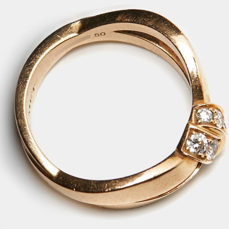 Pre Owned Chaumet Liens Séduction Diamonds 18k Rose Gold Ring Size 50
