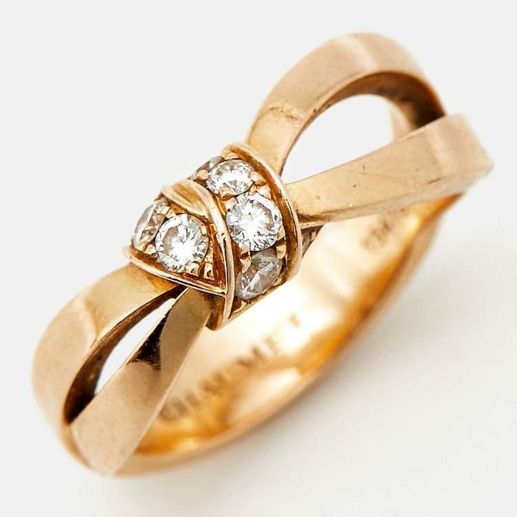 Pre Owned Chaumet Liens Séduction Diamonds 18k Rose Gold Ring Size 50