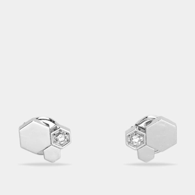 Pre Owned Chaumet Bee My Love Diamond 18k White Gold Stud Earrings