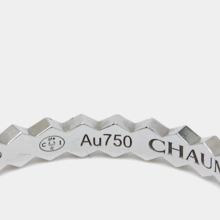 Pre Owned Chaumet Bee My Love 18K White Gold Band Ring Size 58