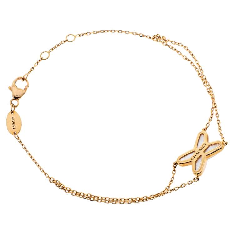 Pre Owned Chaumet Jeux de Liens Diamond Mother of Pearl 18K Rose Gold Bracelet