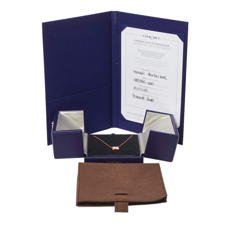 Pre Owned Chaumet Jeux De Liens Pink Opal Diamond 18K Rose Gold Necklace