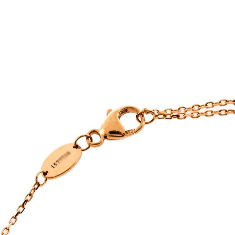 Pre Owned Chaumet Jeux De Liens Pink Opal Diamond 18K Rose Gold Necklace