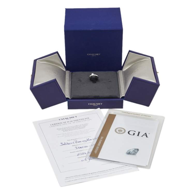 Pre Owned Chaumet Bee My Love Solitaire 0.31ct Diamond 18K White Gold Ring Size 49
