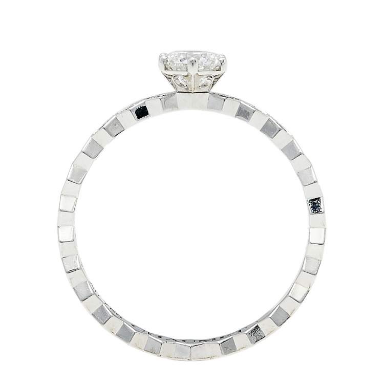 Pre Owned Chaumet Bee My Love Solitaire 0.31ct Diamond 18K White Gold Ring Size 49