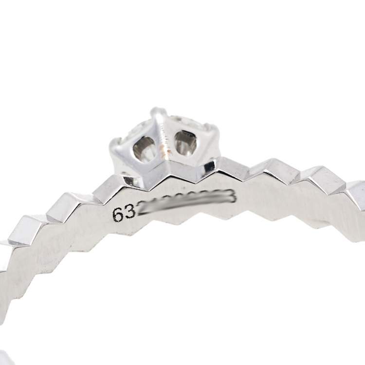 Pre Owned Chaumet Bee My Love Solitaire 0.31ct Diamond 18K White Gold Ring Size 49